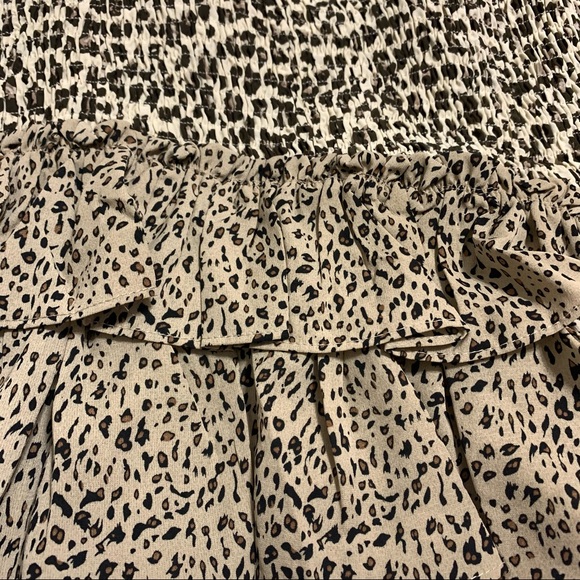 NWT GLAM Leopard Smocked Ruffle Mini Skirt Zoey Clair Large - Picture 7 of 16